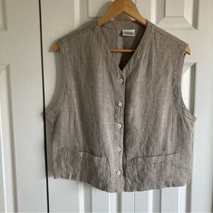 EILEEN FISHER Linen Button-Up Vest  beige Size s-M